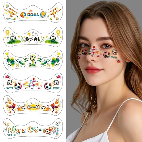 Watercolor Soccer Temporary Tattoos, 12 Sheets Waterproof