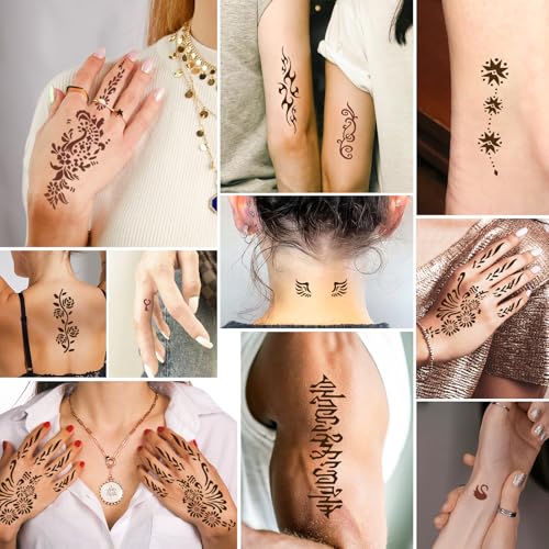 MuseLuxe 126 Temporary Tattoo Stencils Kit with Ink & Gloves