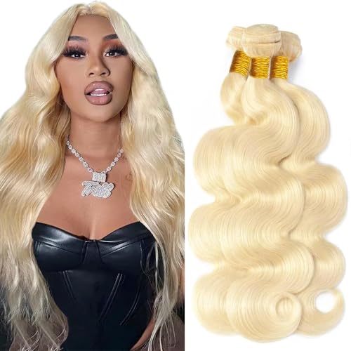 613 Blonde Body Wave Human Hair Bundles 26 28 30 Inch