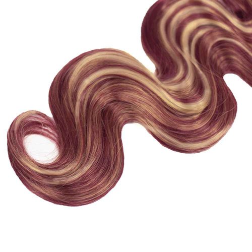 Blonde Bundles Human Hair Highlight Body Wave Bundle 18 20 22 Inch Same Length Peruvian Virgin 2 Tone 613 Mixed With 99J Bundles Red Hair Extensions