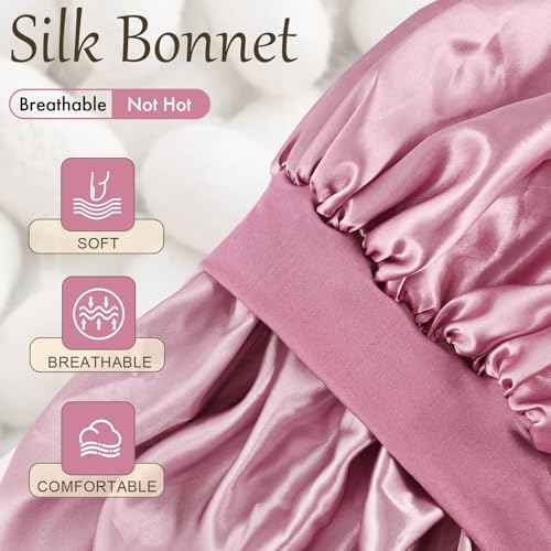 Satin Silk Bonnet for Sleeping, Soft Satin Lined Hair Bonnet for Women, Double Layer Sleep Nightcap