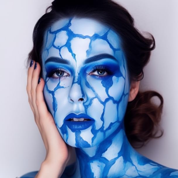 BOBISUKA Blue Face Paint Kit, Oil-Based Cream Makeup 2.1 oz