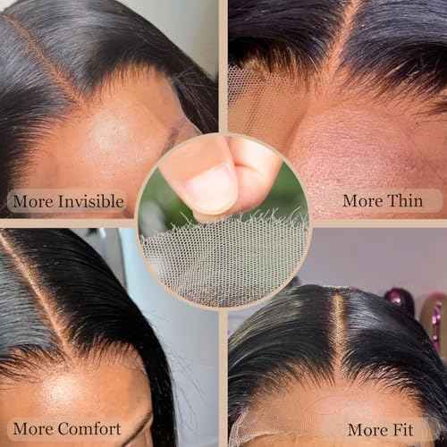 13x4 HD Lace Frontal Skinlike HD Body Wave Bleached Single Knots Ultra-thin Closure Virgin Human Hair 0.1 mm Pre Plucked Hairline Natural Black 16 Inch