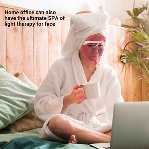 L E D Face Mask Light Therapy, 7 Colors L E D Light Therapy Mask, Red & Blue Light Therapy for Face, Light Mask for Skin Care, Portable Rechargeable