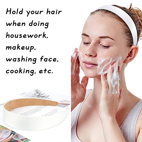 Wecoe 10-Pack White Satin Headbands for Women, 1 Inch Wide