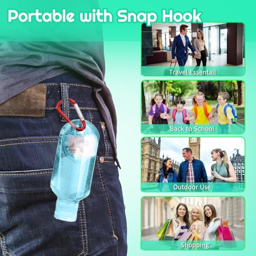 100PCS Value Hand Sanitizer Bottles with Keychains, 2OZ Travel Bottle With Clips, Portable Travel Size Bottle Squeeze Containers for Hand Sanitizer Holder with Lid - Leak Proof, Refillable
