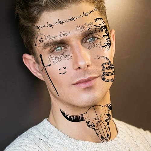 12 Sheets Halloween Temporary Tattoo Set - Waterproof Face Stickers