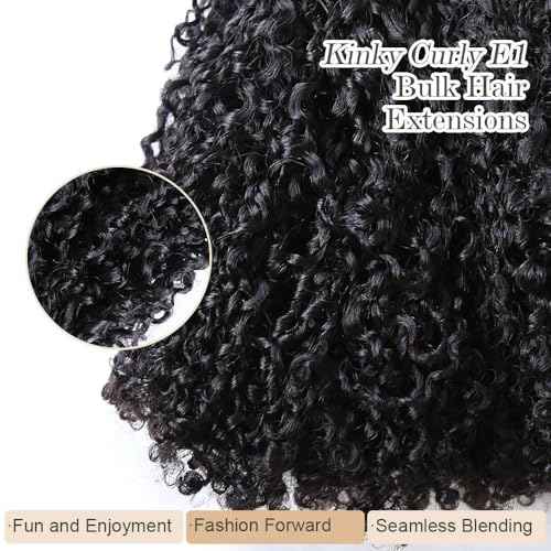 Afro Kinky Bulk Human Braiding Hair 100% Unprocessed Brazilian Virgin Human Hair Extensions Micro Kinky Curly Braids Hair Braids Double Drown Full End Bulk Hair 18 Inch 100g