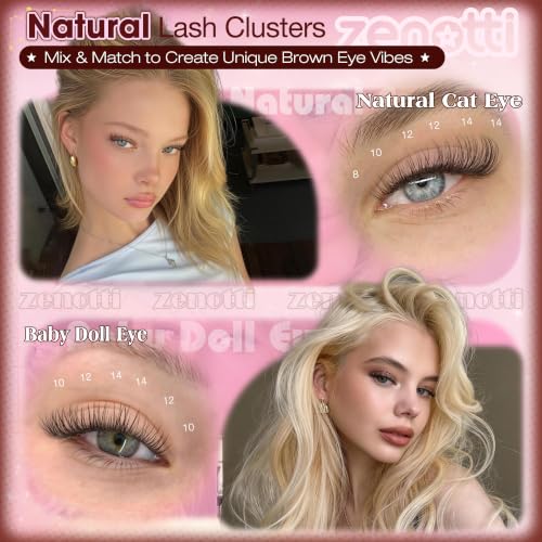 Wispy Eyelash Clusters 8-14mm Natural Short Fake Lashes 168 Pack by Zenotti