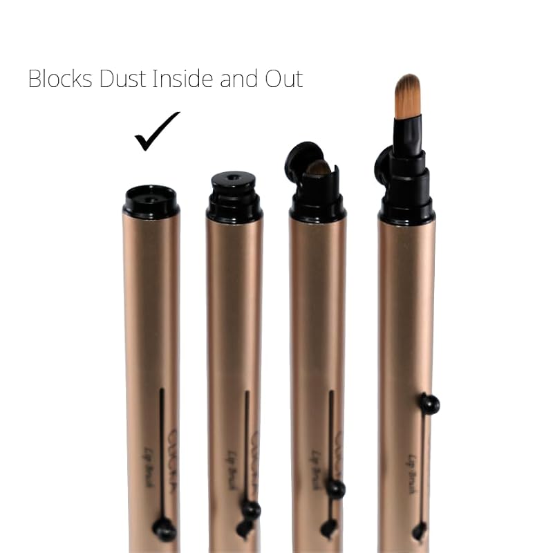 Retractable Lip Brush with Automatic Lid - Champagne Gold