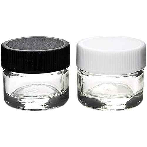 (250 Pack) 5ml Glass Concentrate Screw Top Jars | Essential Oil, Concentrate, Lip Balm or Makeup Containers | White Lids