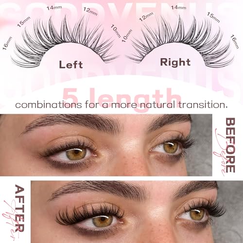 Goddvenus Lash Clusters Kit - Natural 10-16mm DIY Extensions