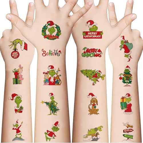 Christmas Temporary Tattoos for Kids - 60 Sheets Christmas Tattoo Stickers for Crafts - Xmas Stocking Stuffers Party Favors for Christmas Decorations Party Supplies