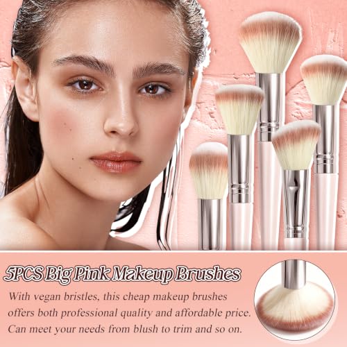 10 Piece Pink Makeup Brush Set - Synthetic, Vegan