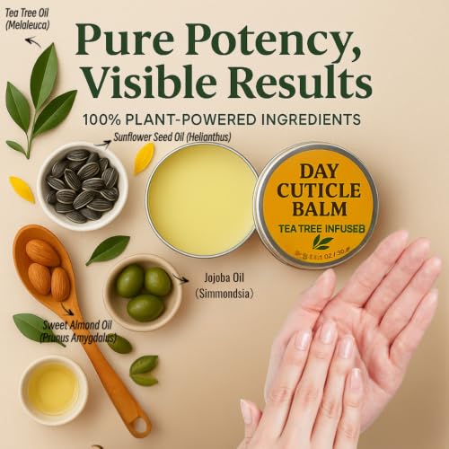 Tea Tree Oil Cuticle Balm for Dry Damaged Nails & Hangnails - 1.1 oz