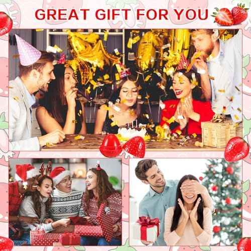 12 Pcs Cute Lip Balm Strawberry Wrinkle Repair Moisturizing and Plumping Lasting Hydrating Strawberry Shaped Lip Protector for Women Valentines Gift