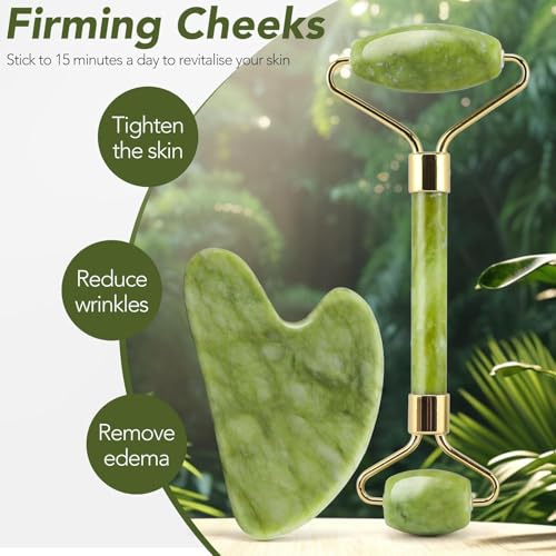 Jade Roller & Gua Sha Set - Reduce Puffiness & Wrinkles