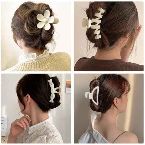 8PCS Hair Clips for Women, Flower Claw Clips for Thin Thick Curly Hair, Non-Slip Strong Hold Hair Jaw Clips, Summer Hair Accessories for Girls