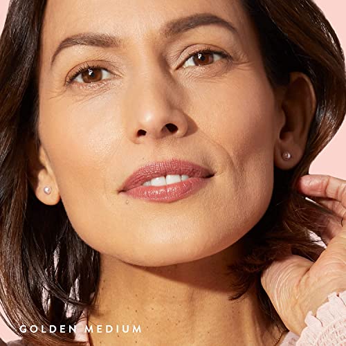 LAURA GELLER Baked Balance-N-Glow Illuminating Color Correcting Foundation - Golden Medium - Retractable Airbrush Kabuki Brush (2 PC)