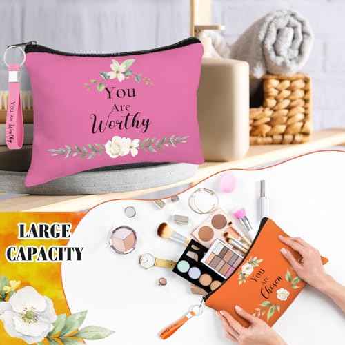 20 Pcs Christmas Thank You Gifts for Women Bulk 10 Christian Cosmetic Bag Keychain Appreciation Gift Favors