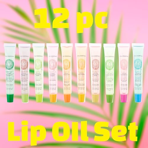 12pc Hydrating Lip Oils -Essential Oil Infused Lip Gloss Lip Oil Collection | Multi-Benefit Lip Care, Safe and Non-Toxic Lip Gloss Gift Set