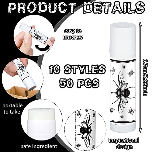 50 Pcs Halloween Lip Balms Bulk Spooky Skull Lip Balms Bulk Halloween Party Favors Gifts Adults Fall Boo Basket Stuffers Goodies Bag Supplies for Women Men