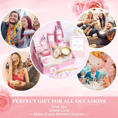 Rose Spa Gift Basket Set for Women | Self-Care Bath & Body