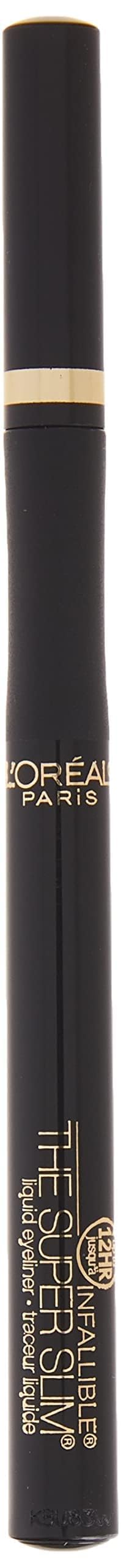 L'Oreal Paris Makeup Infallible Super Slim Long-Lasting Liquid Eyeliner, Ultra-Fine Felt Tip, Quick Drying Formula, Glides on Smoothly, Black, Pack of 1