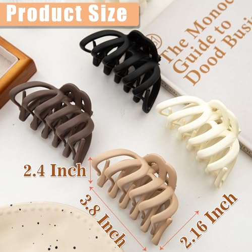 4 Pcs Octopus Claw Clips Matte Hair Clips Octopus Hair Claw Clips for Women 3.8" Large Hair Claw Clips for Women Strong Grip Non-slip Jaw Clips for Thick,natural color