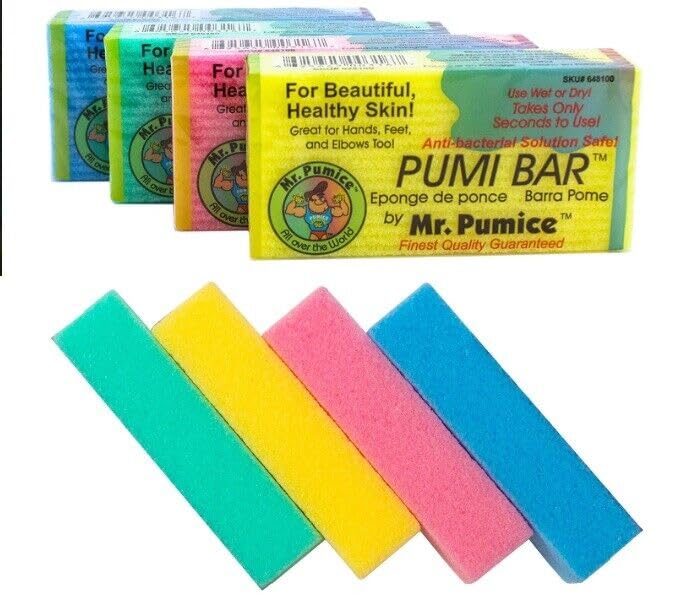 Mr. Pumice Callus Remover Pumi Bar - Foot Scrubber & Pedicure Stone (4-Pack)