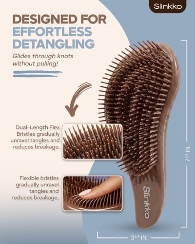 Slinkko Detangler Brush for Curly & Wavy Hair - Pain-Free Styling