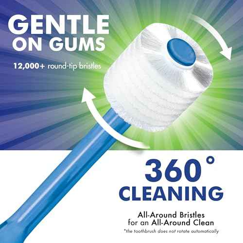Brilliant Oral Care Adult Toothbrush with Soft Bristles, Round Head, and All-Around Clean for Teeth and Gums, Blue, 6 Pack