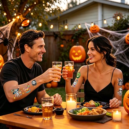 Summer Halloween Temporary Tattoos - 8 Sheets, 160+ Designs