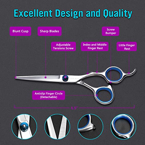 COOLALA 6.5" Professional Hair Cutting Scissors Stainless Steel
