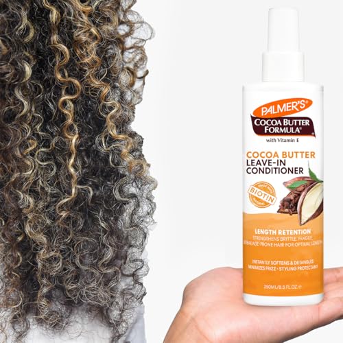 Palmer's Cocoa Butter & Biotin Length Retention Leave-In Conditioner, Strengthen, Minimize Frizz and Detangle Hair, Suitable for All Curly Hair Patterns 8.5 Ounce