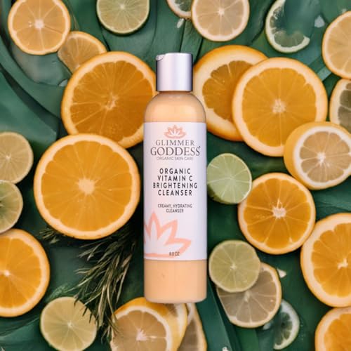 GLIMMER GODDESS Organic Vitamin C Facial Cleanser with Aloe & Jojoba ? Hydrating & Refreshing, 8 oz