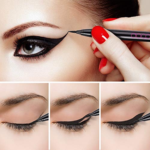 docolor Waterproof Eyeliner Pen Super Slim Precise All Day Eye Liner Gel (Black & White, 2PCS)
