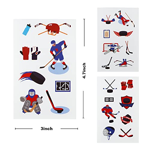 24 Ice Hockey Temporary Tattoos - Waterproof Party Favors