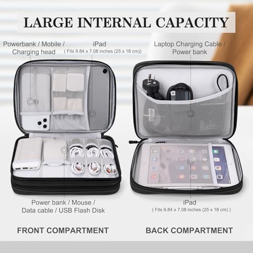 FYY Extra Large Electronic Organizer Bag for iPad & Cables