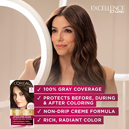 L’Oréal Paris Excellence Universal Nudes Permanent Hair Color, Ammonia Free Hair Dye for Gray Hair Coverage, 4N Natural Dark Brown, 1 Hair Dye Kit