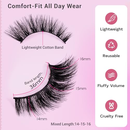 Cat Eye Lashes - Fluffy Volume False Lashes, 7 Pairs Reusable