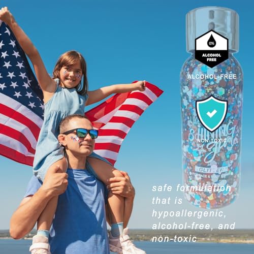 Red White and Blue Body Glitter, Hair Glitter, Red White and Blue Accessories USA Flag Pride Face Glitter, Hair Gel for Independence Day Women Reflective Glitters Makeup Accessories