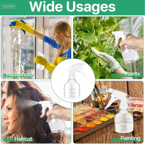 24 Pack 8 oz Spray Bottles with Adjustable Nozzle & Measurement Marks