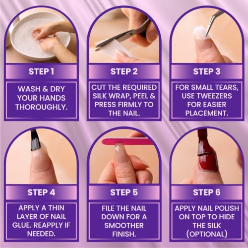Silk Nail Wrap Kit for Broken Nails with Glue & File - Nail Repair Set