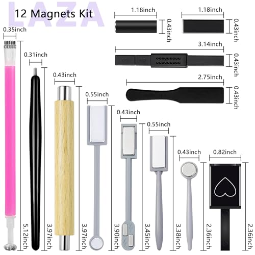 Laza 12 Pcs Nail Magnet Set for Stunning Cat Eye Effects