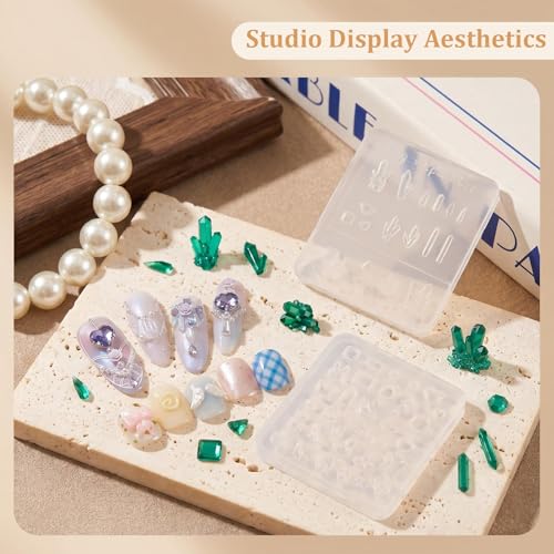 3D Silicone Nail Art Mold - Heart Gem Carving Template (2pcs)