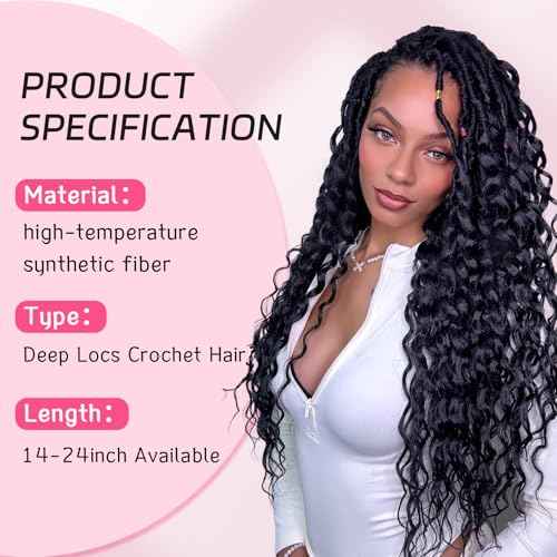 24 Inch 8 Packs Deep Faux Locs Crochet Hair Ombre Gray of Soft Locs with Curly Ends Perfect Pre Looped Deep Wavy Styles for Crochet Hair Black Women Embrace Your Beauty