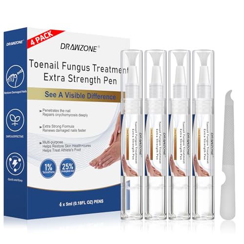 Drawzone Extra Strength Toenail Fungal Treatment Pen 4 Pack - 25% Undecylenic Acid, Ingrown Nail Care