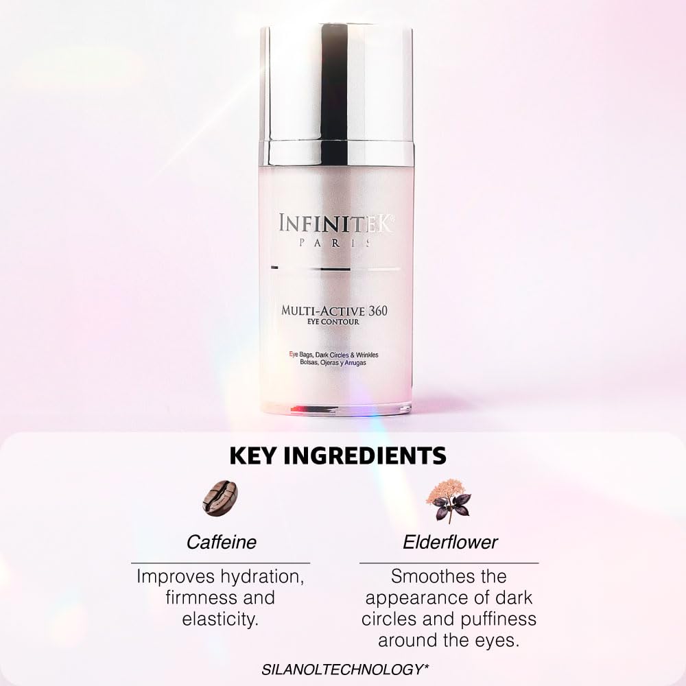 Infinitek Paris Multi-Active Collagen Eye Cream & Retinol Serum Eye Contour - Anti Aging Eye Cream for Wrinkles, Under Eye Treatment for Dark Circles and Under Eye Wrinckle Repair. 0.50 Fl Oz