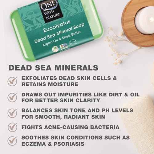 One With Nature Eucalyptus Soap 7oz 3-Pack ? Rejuvenating and Exfoliating Soap Bar with Dead Sea Salt for Face & Body, for Men & Women